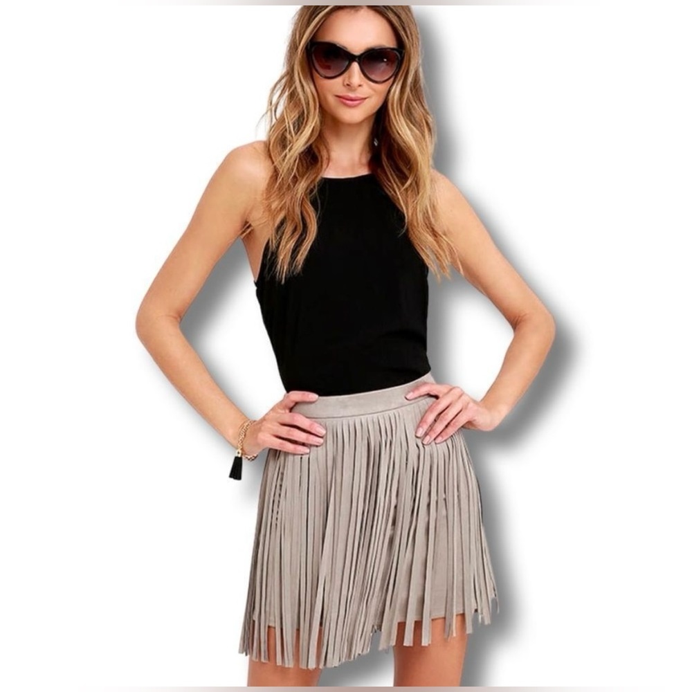 BB Dakota suede fringe skirt